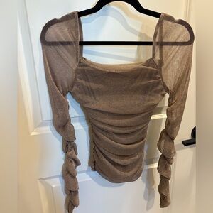 Shimmering Gold Mesh Blouse ⚡️